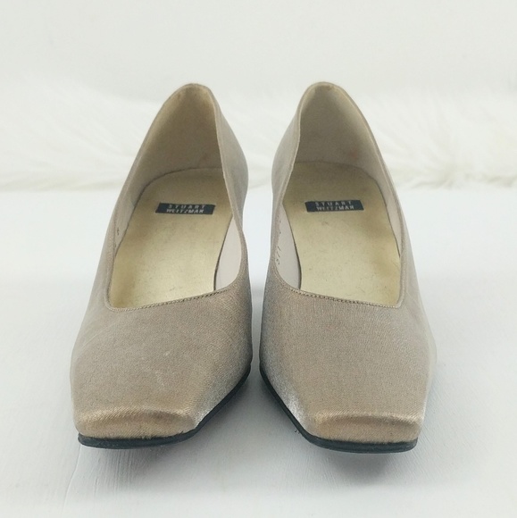 VTG Stuart Weitzman | Leah Gold Fabric Upper Pump - Picture 3 of 8